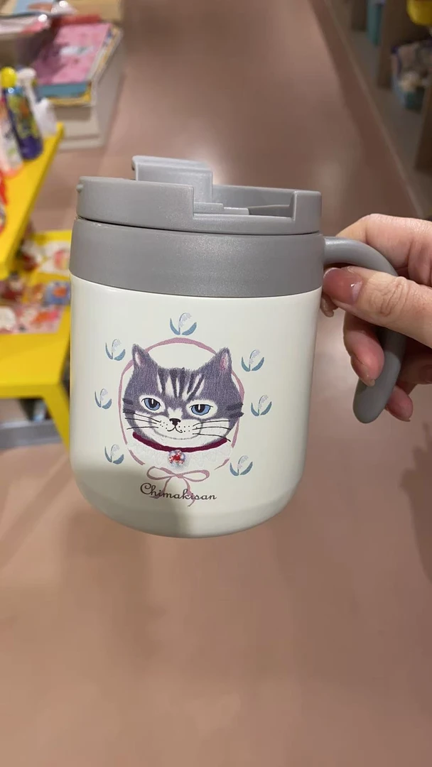 日单卡通小猫咪图案保温水杯