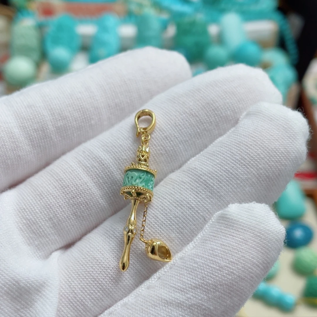 绿松石18K金镶嵌珠宝奇石