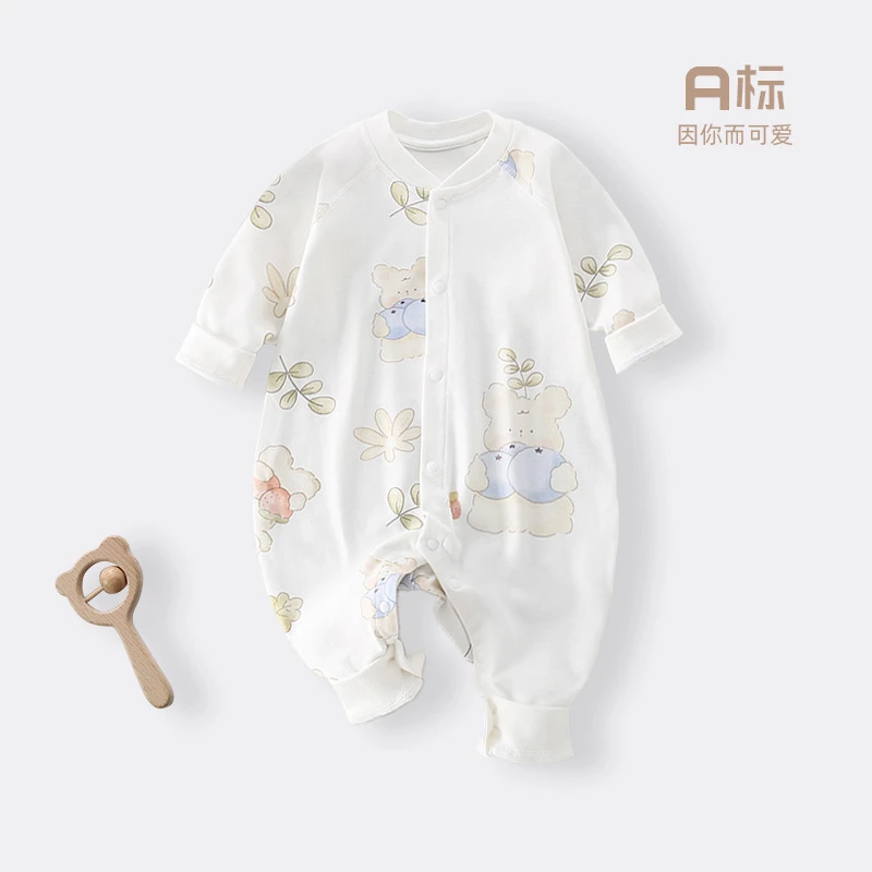 新生婴儿衣服纯棉无骨哈衣爬服春夏宝宝和尚服婴儿四季连体衣