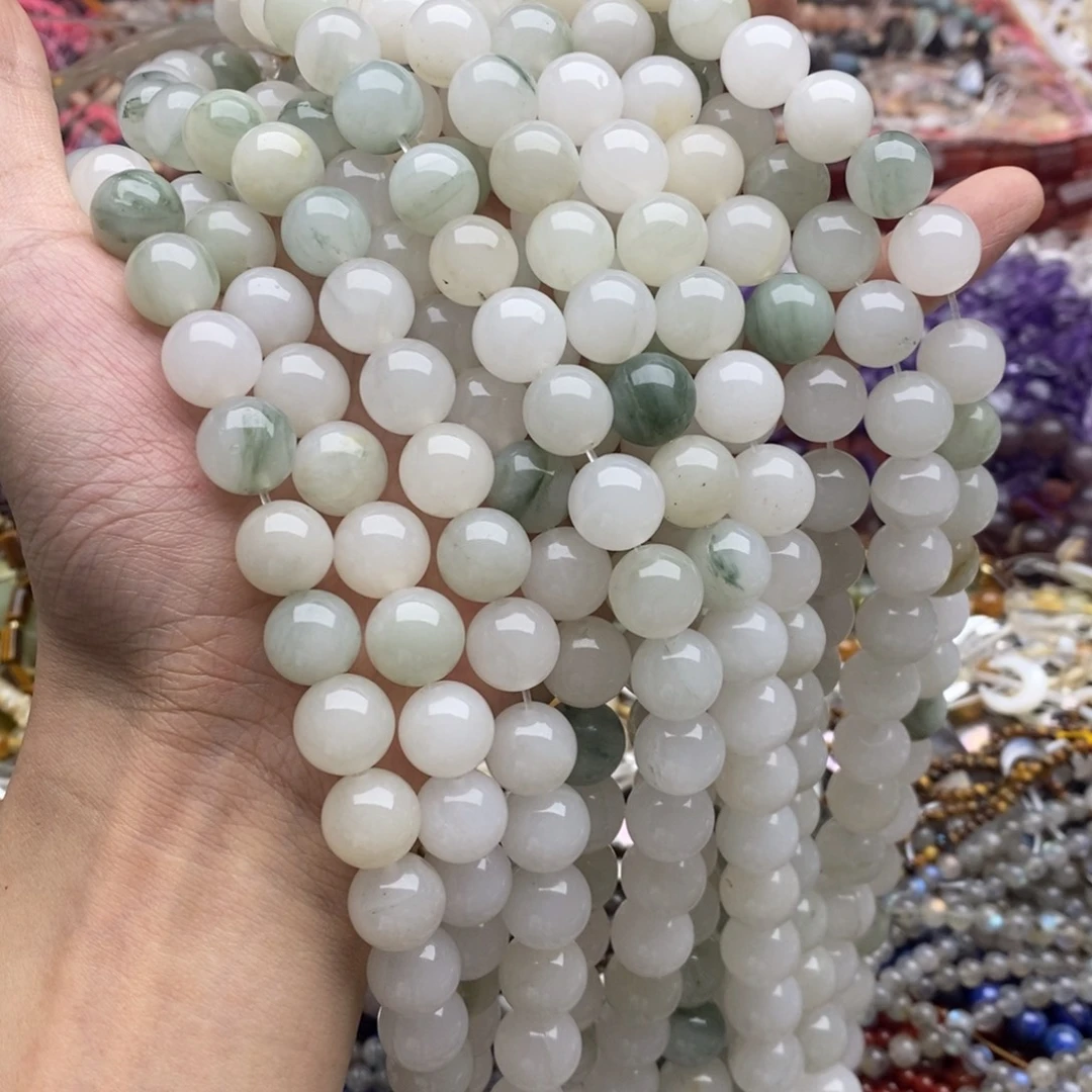 玛瑙/玉髓未镶嵌珠宝半成品一条天然12mm天山翠圆珠