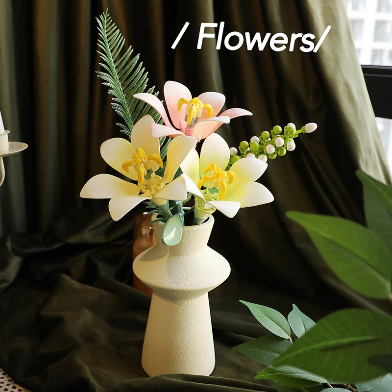 积木花束拼插花女孩子系列拼装玩具摆件玫瑰花情人节生日礼物男生