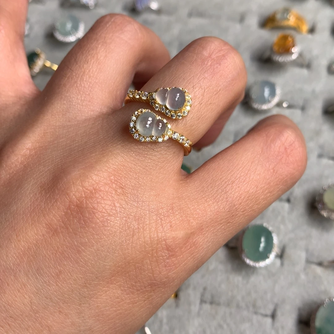 翡翠银S925镶嵌耳饰戒指