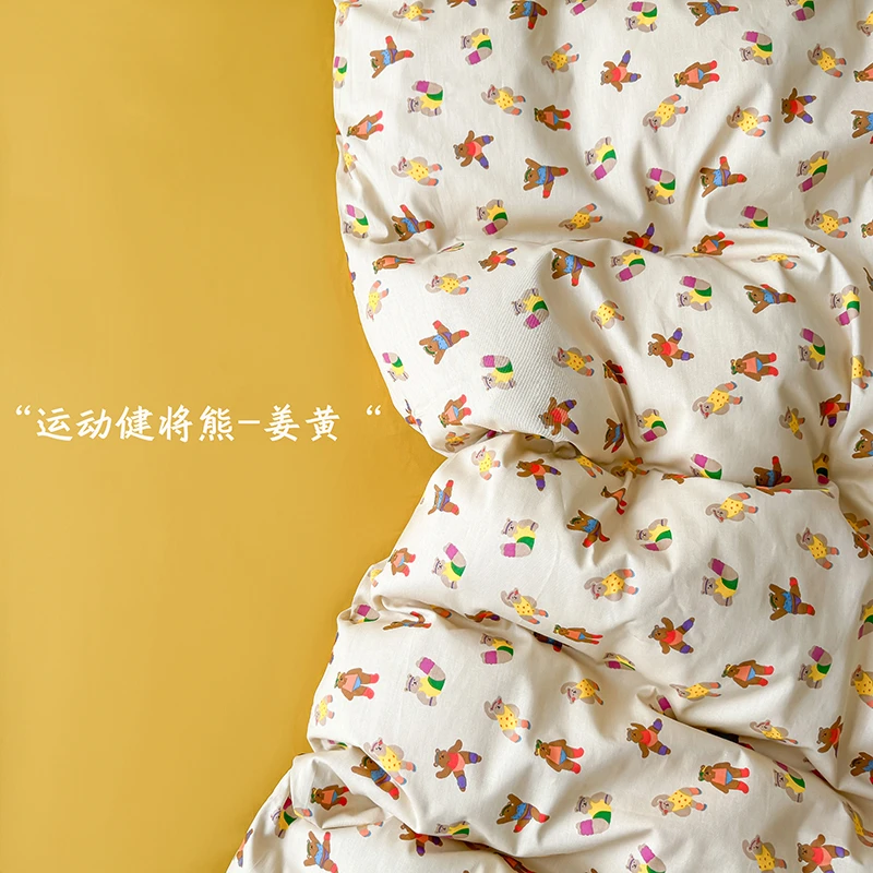 斜纹纯棉100棉四件套植物活性印花四季通用三件套双层家用