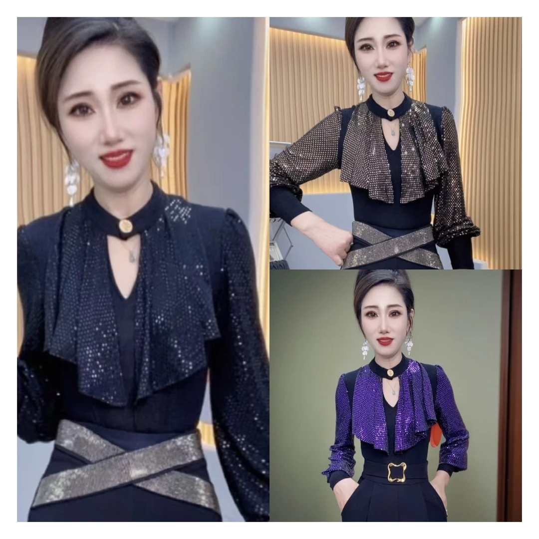 蜜妍蝉-新款显瘦气质网红轻奢时尚名媛重工蕾丝小香风长袖洋气