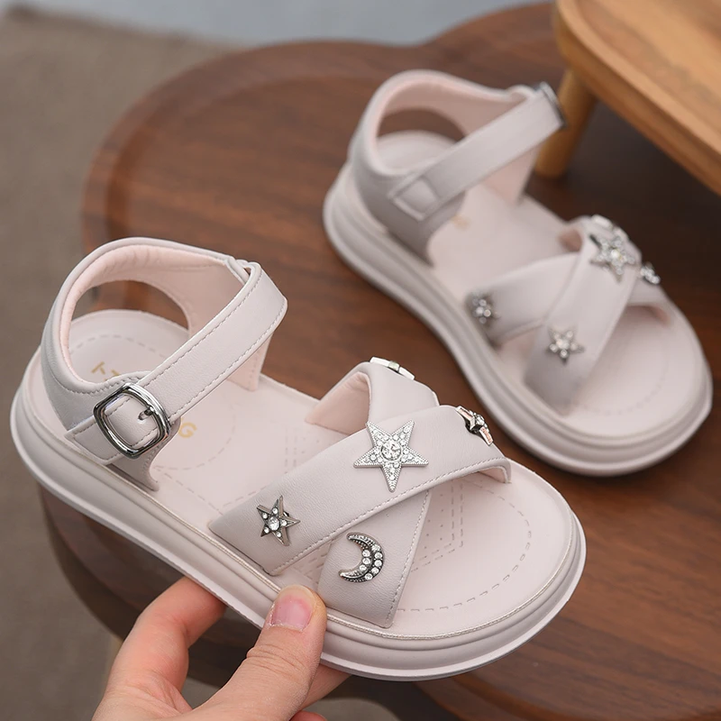 女童公主风凉鞋沙滩鞋女孩夏季露趾鞋子2025新款儿童防滑软底童鞋