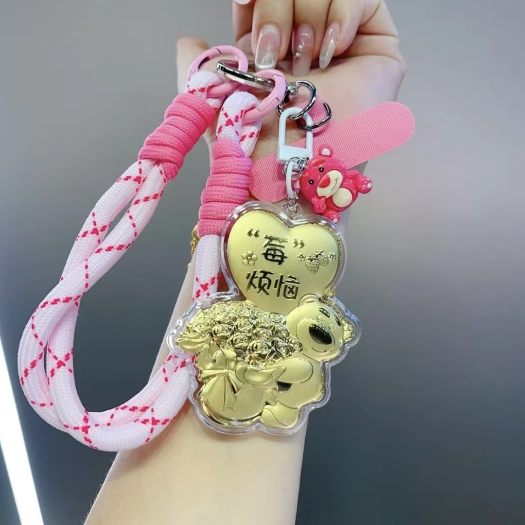 含金工艺品【深圳水贝X】【莓烦恼 草莓熊】520限定手捧玫瑰花草莓熊