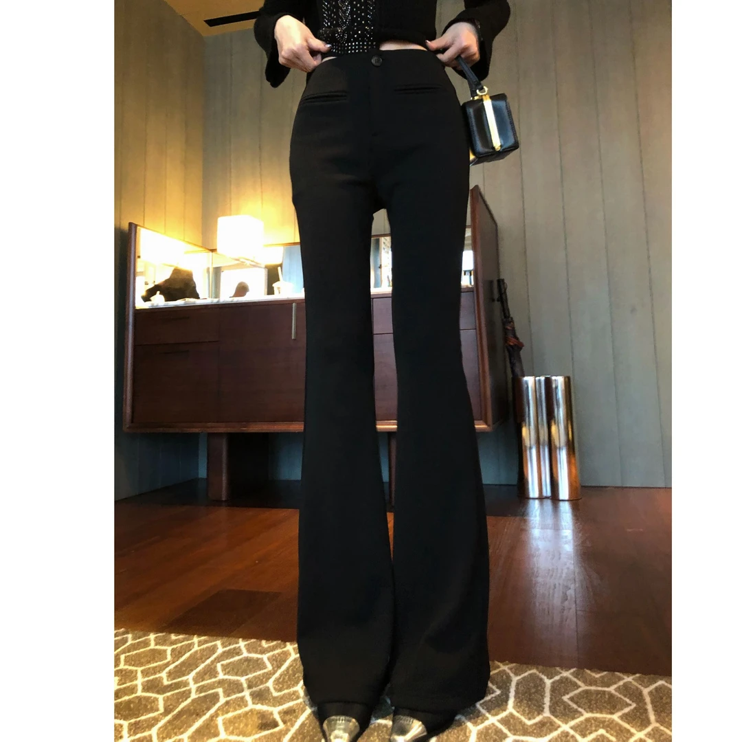 婉君【超模塑形裤】秋冬加绒显瘦带弹力直筒休闲微喇裤LWJ25D4K4416