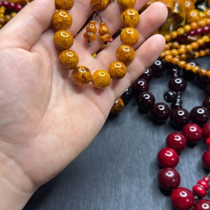 松木琥珀木文玩手串