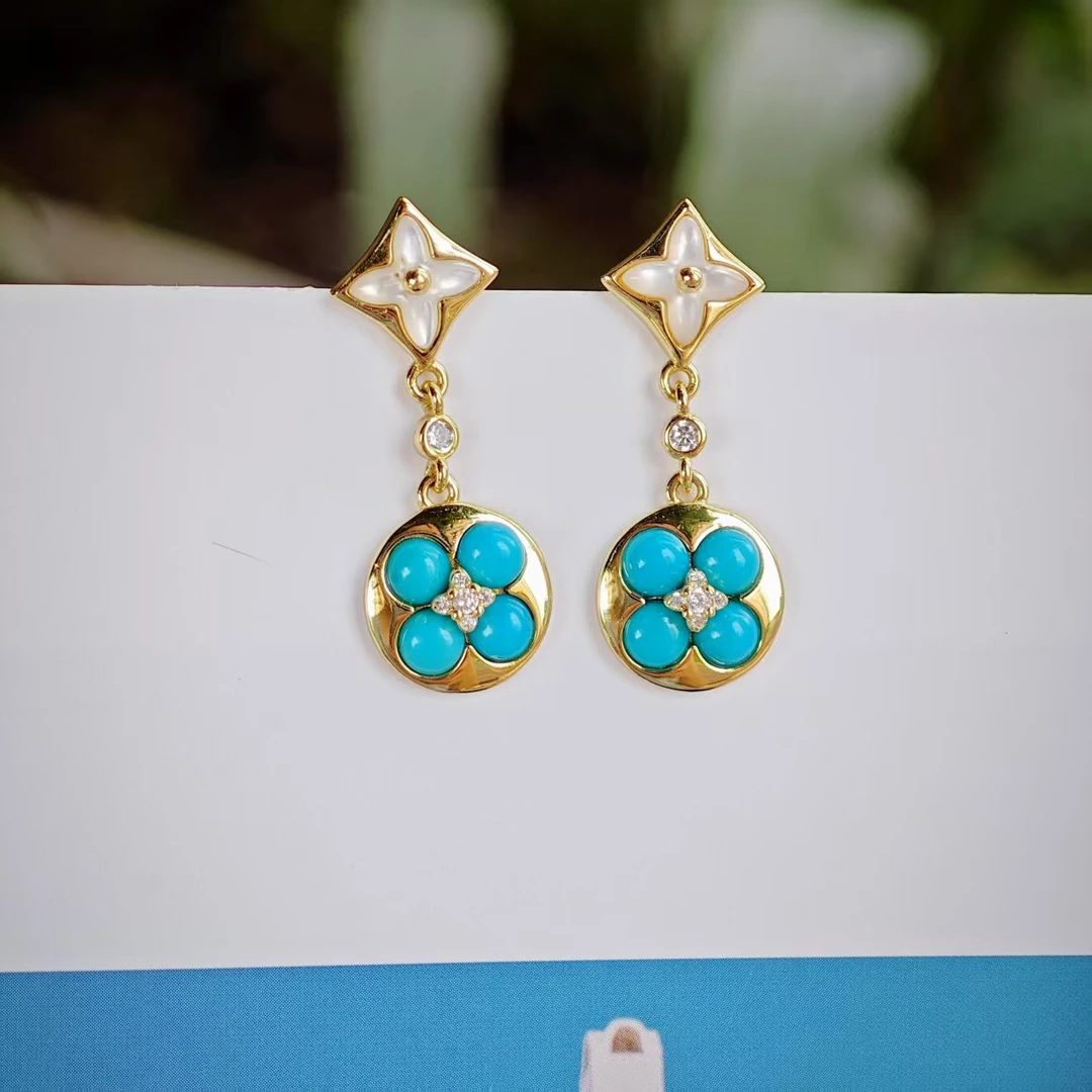 S925银绿松石耳环精美优雅百搭