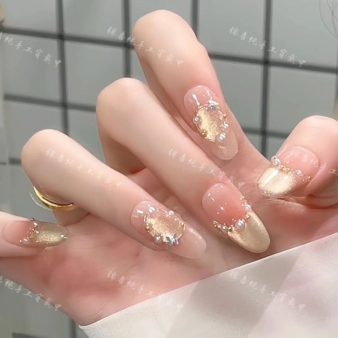 【纸醉金迷】时尚清新纯欲高级感成品美甲穿戴式手工穿戴甲十片装