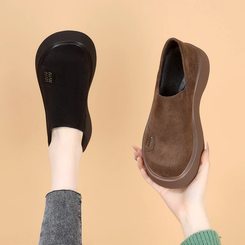 复古厚底一脚蹬勃肯单鞋女2025早春新款两穿软底不累脚时尚乐福鞋