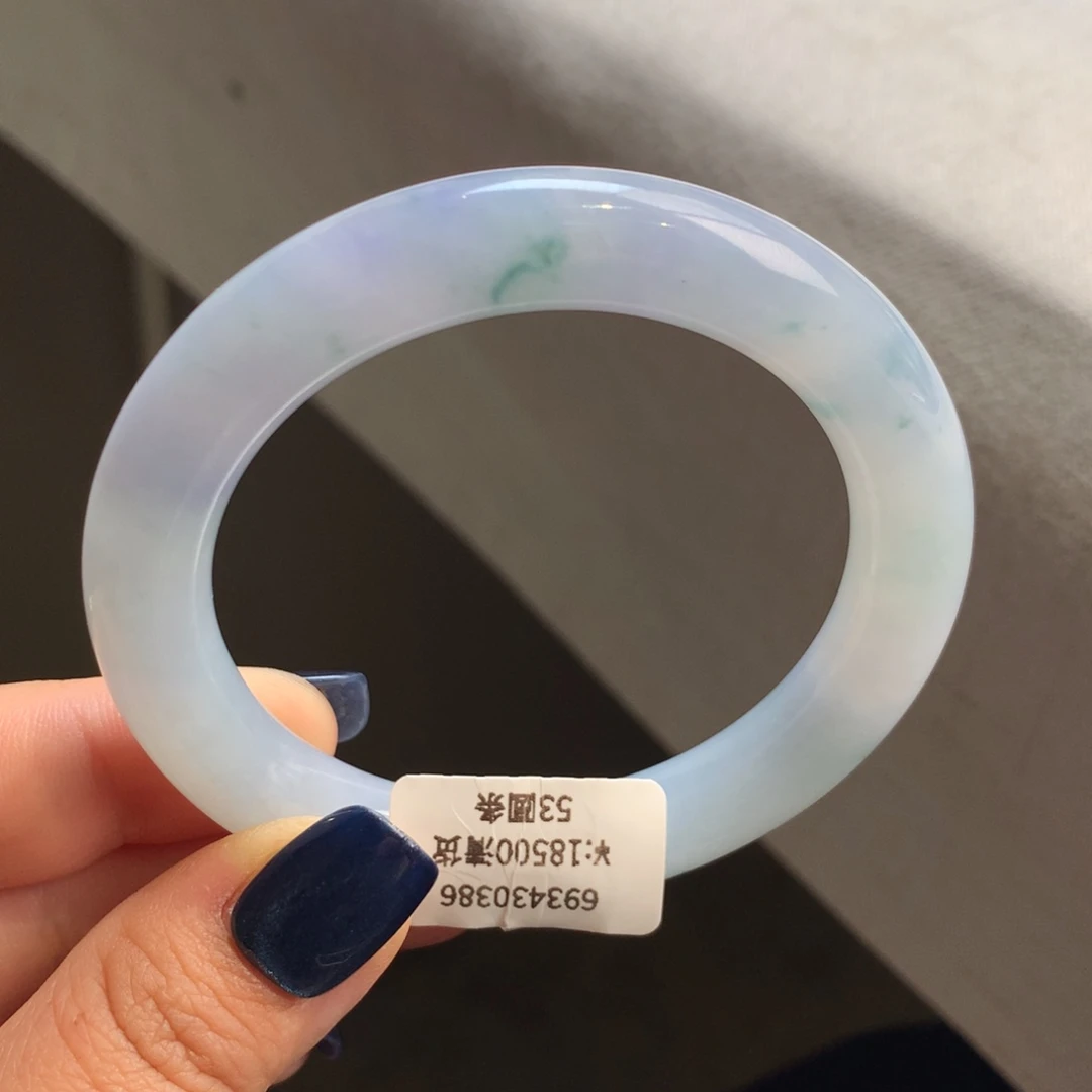 翡翠手镯未镶嵌胶紫莫奈圆条