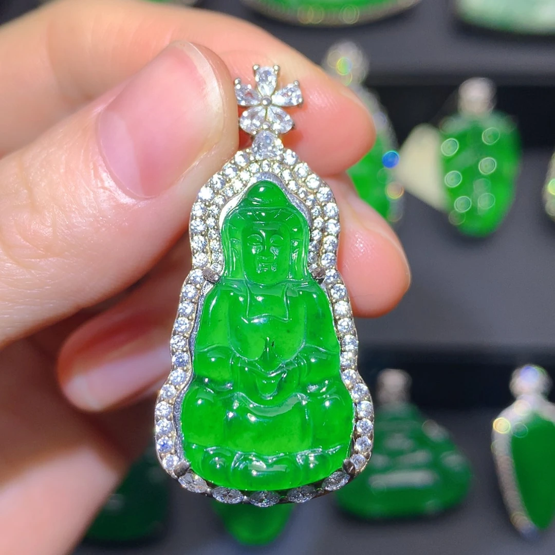 【闪购商品】翡翠银S925镶嵌吊坠(不含链)