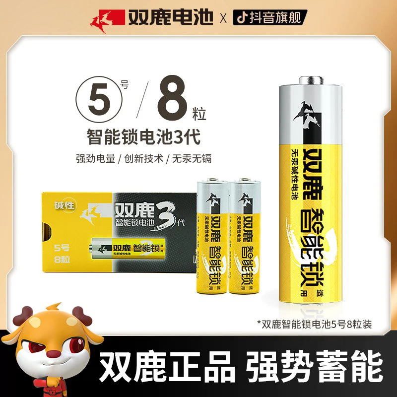 双鹿电池5号电池碱性1.5V碱性AA/LR6 智能锁指纹锁不漏液 3