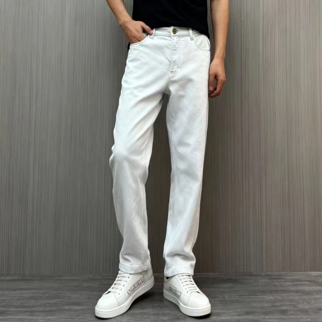 【66120】新款轻奢 男士宽松直筒 法式灰牛仔裤 弹力 百搭舒适