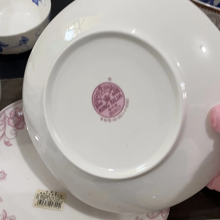 瓷片梧桐树釉中彩方汤盘一对 口径8英寸