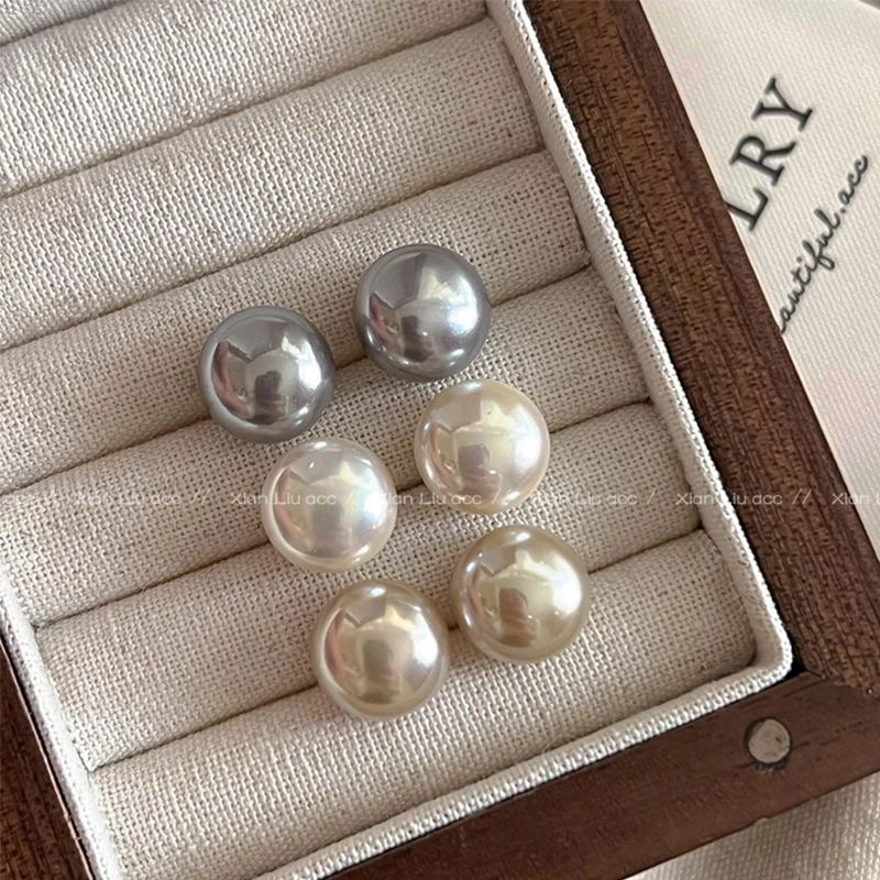 合金耳饰 925银针施家馒头珠珠气质时尚耳钉轻奢小众高级感精致