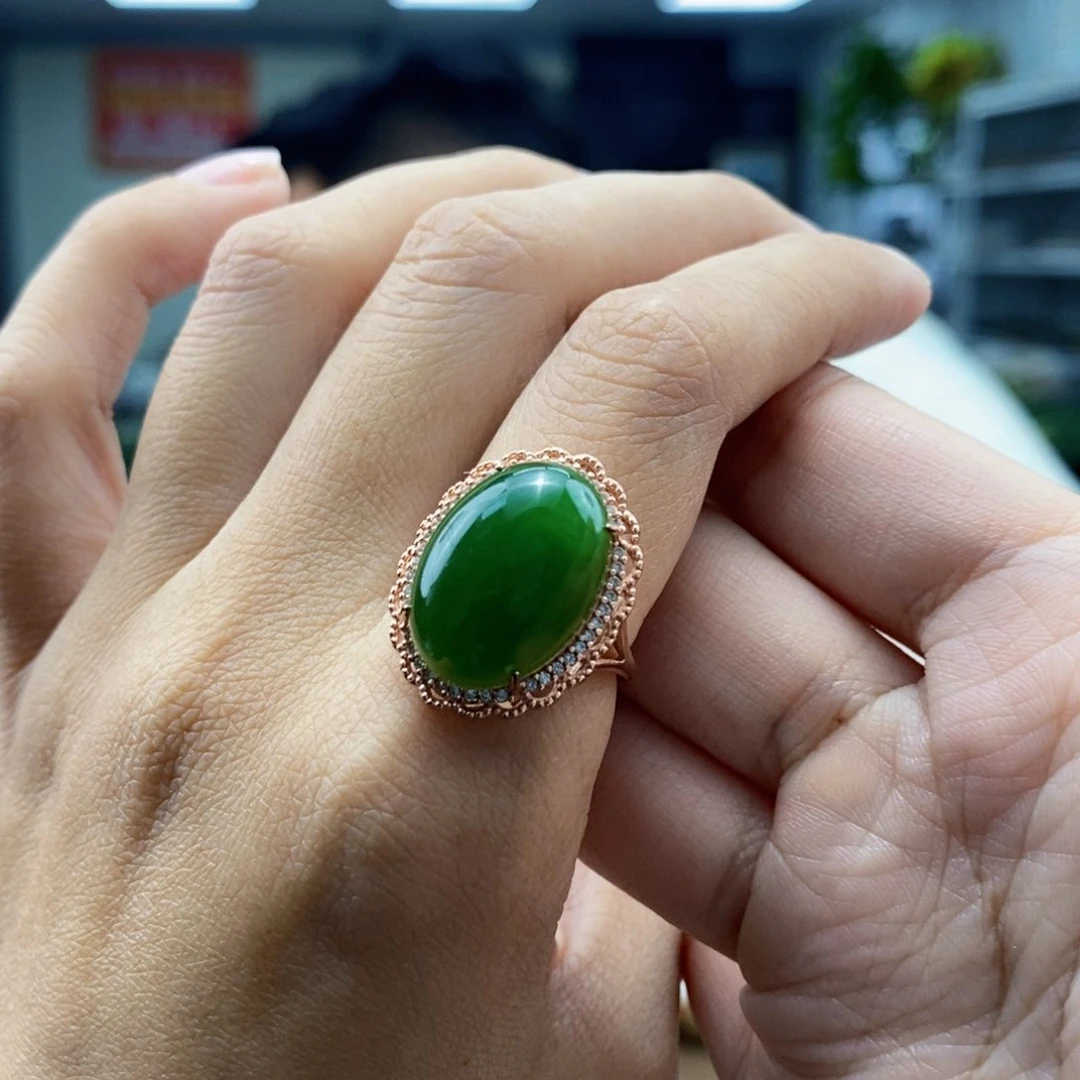 和田玉戒指银S925镶嵌多样性发货 拍一发一