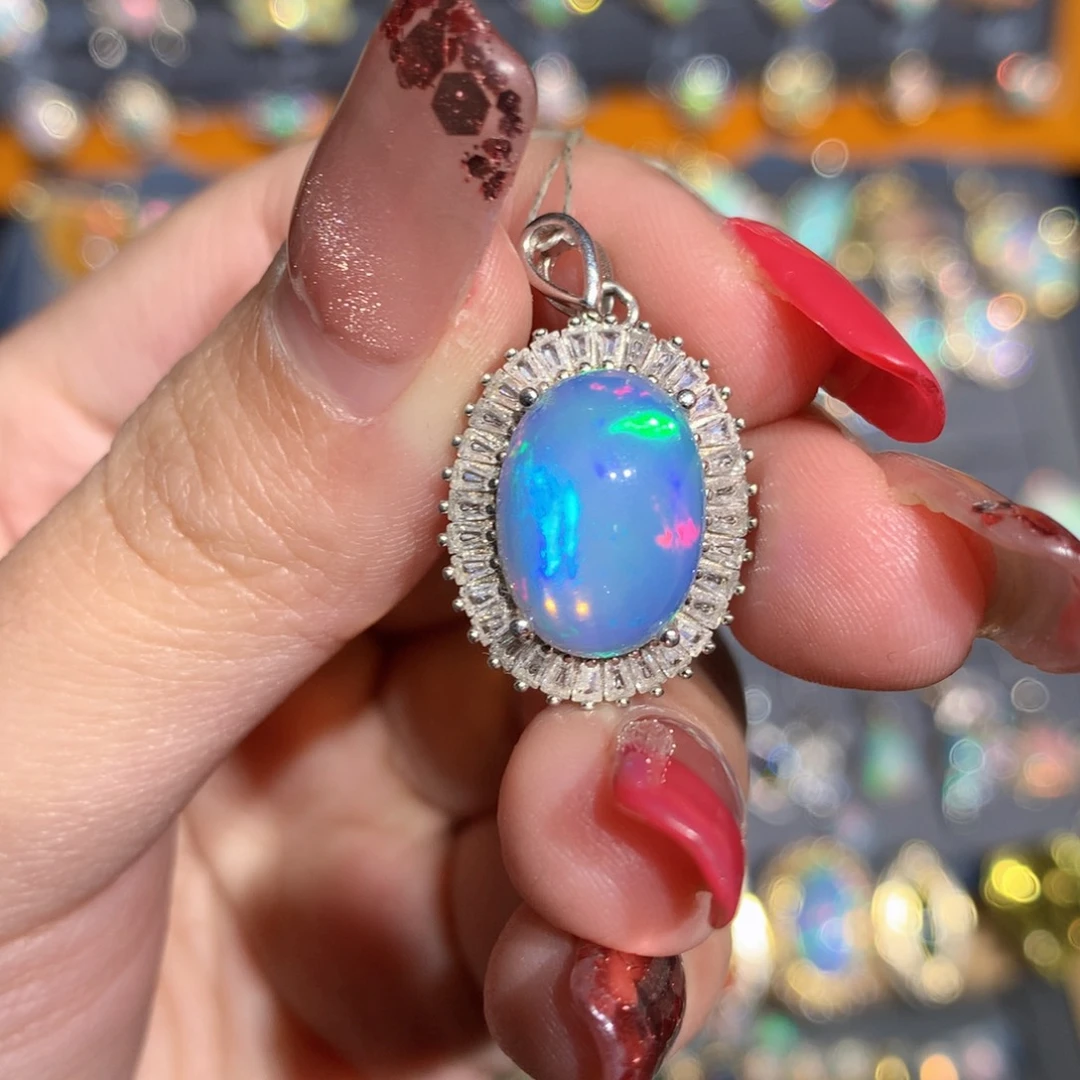 银S925镶嵌欧泊欧泊吊坠y