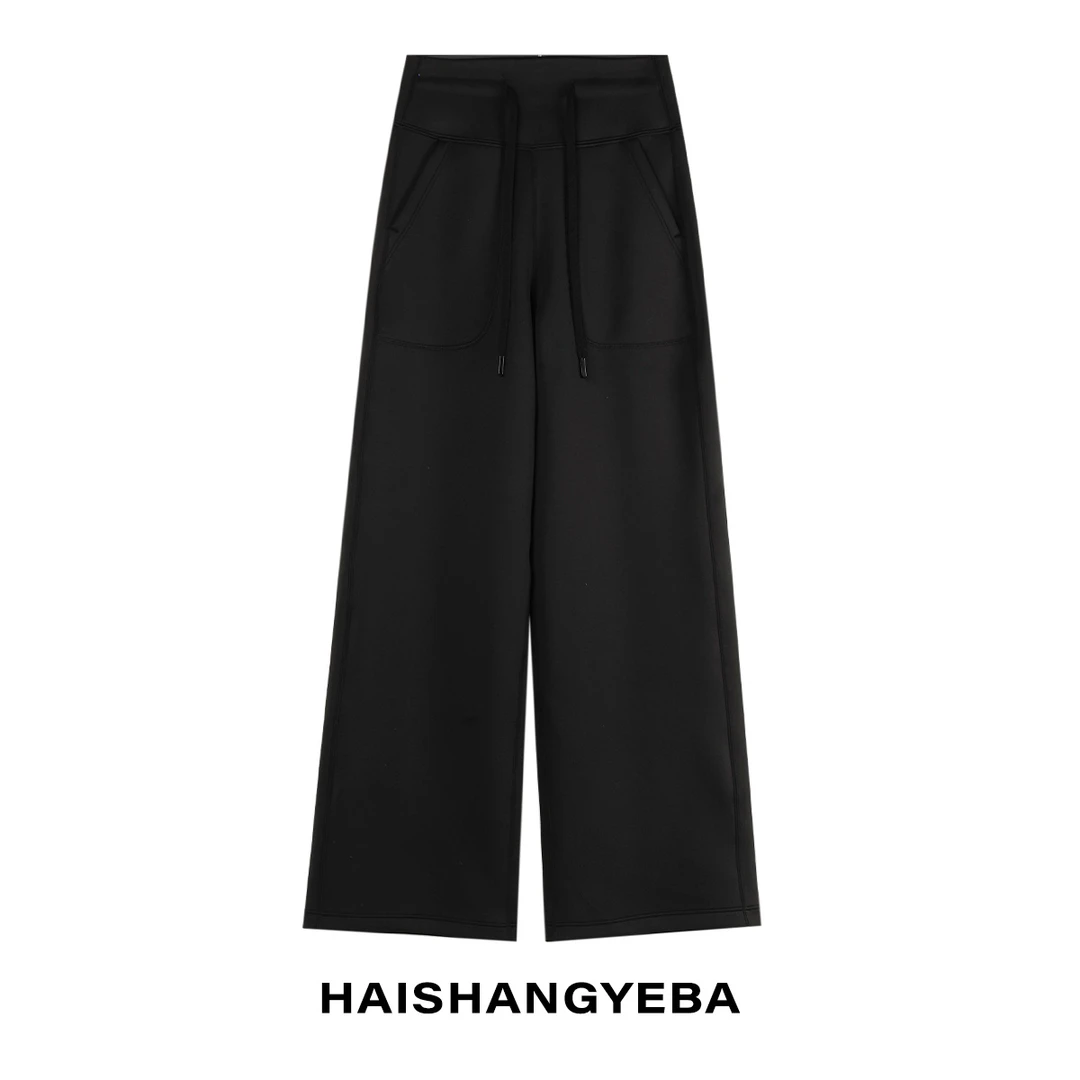 【海上叶爸】新款2025秋冬百搭中高腰弹力厚款休闲直筒外穿瑜伽裤