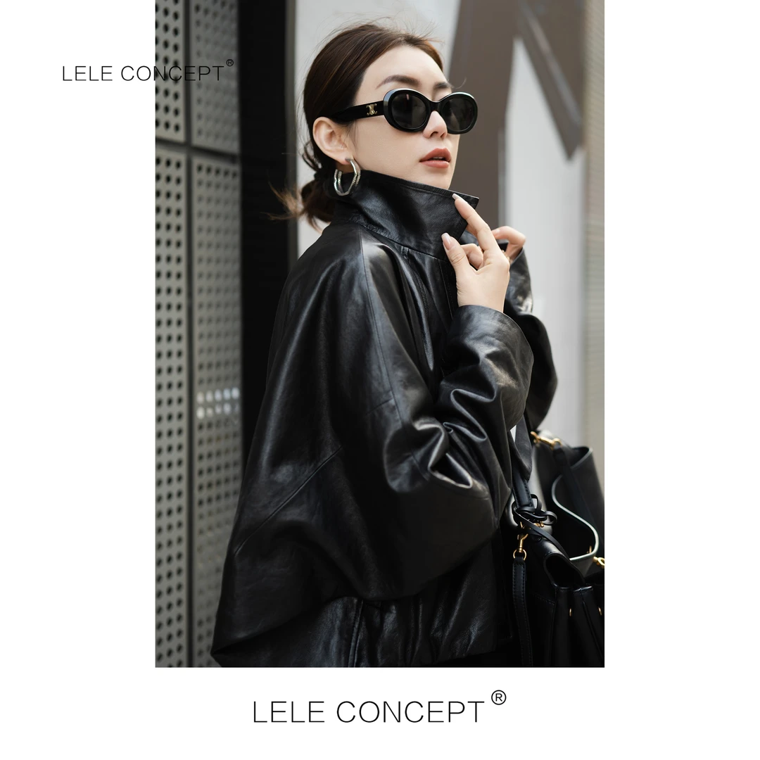 LELE CONCEPT丨短款抽身翻领皮衣P0065