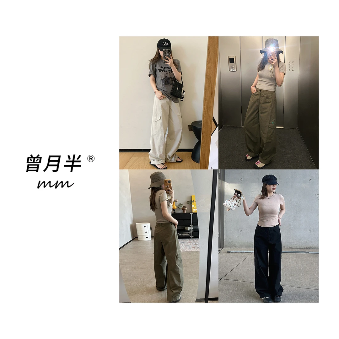 曾月半《暗纹工装裤》1：1定纺面料剪裁高密格子工装裤！ZK379