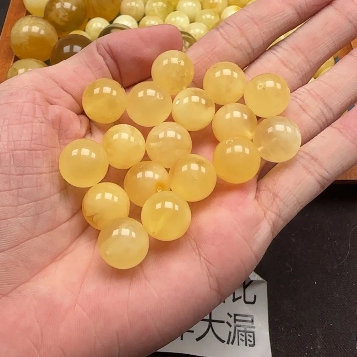 蜜蜡未镶嵌珠宝奇石圆珠微瑕卡14多样性发一