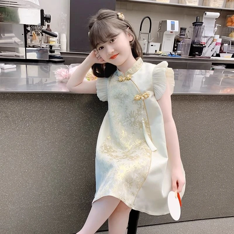 女童汉服连衣裙2025新款夏季小女孩国风旗袍公主裙夏装儿童裙子薄