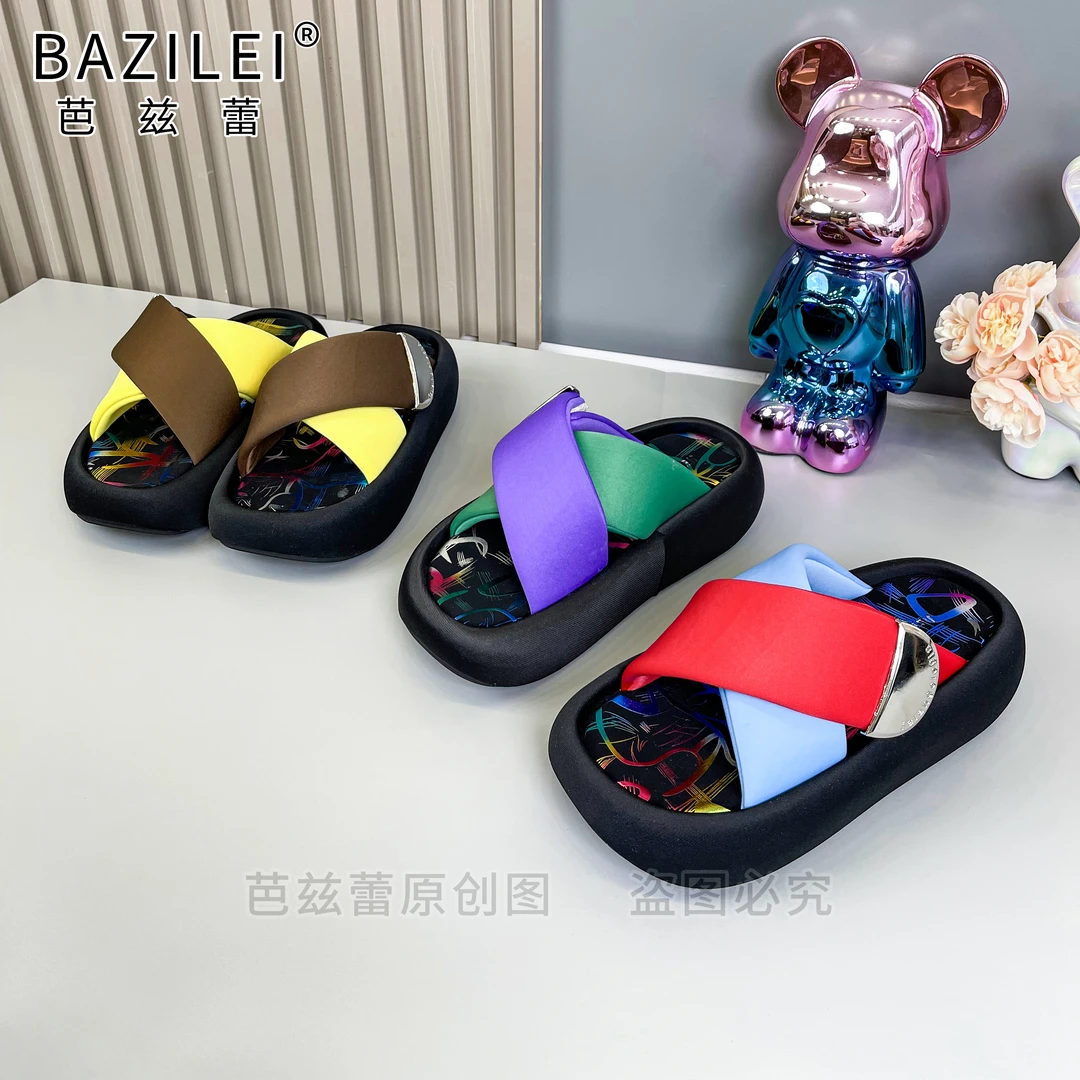 【001-200】2025新款夏季凉鞋拖鞋女百搭软底增高防滑厚底时尚透气