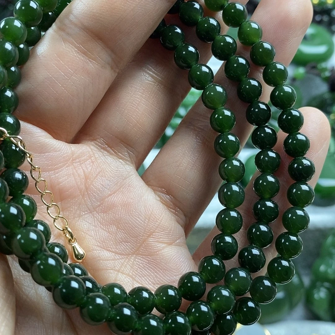 和田玉未镶嵌颈饰6mm