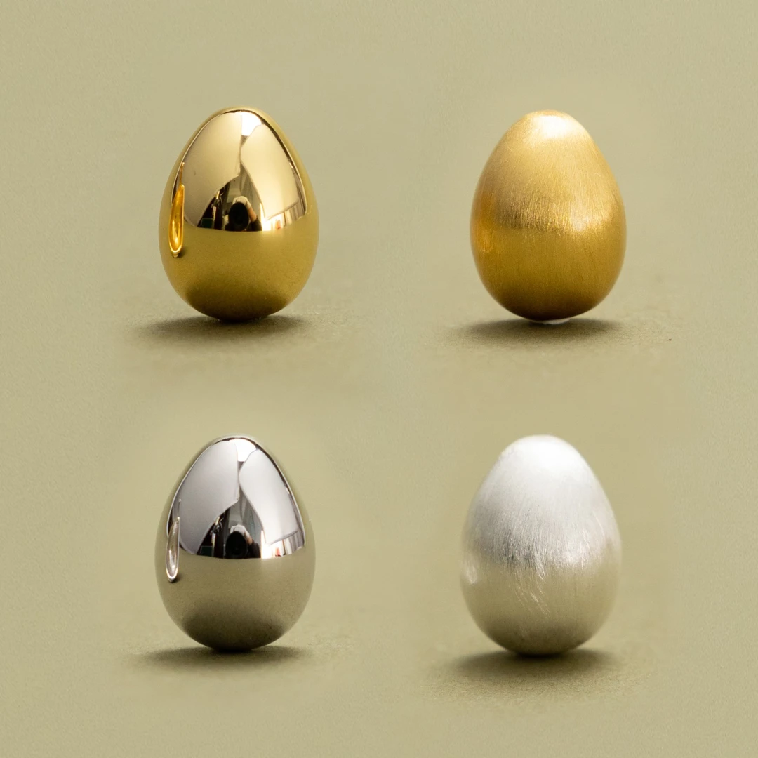 925银耳饰 【松子落】野趣系列S925纯银镀18K金耳钉拉丝耳钉基础