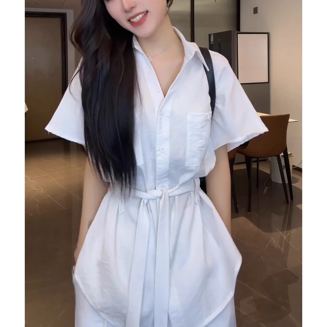 时尚套装女2025夏季新款洋气显瘦设计感绑带上衣阔腿裤休闲两件套