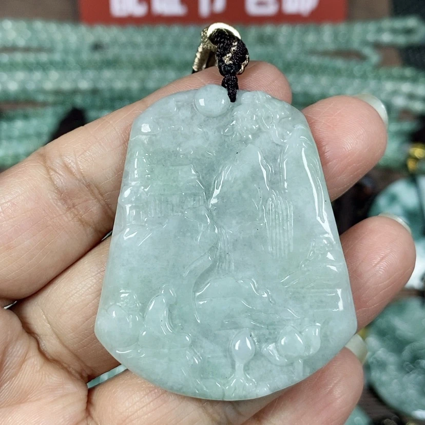 【闪购商品】翡翠颈饰未镶嵌玉吊坠翡翠玉山水牌
