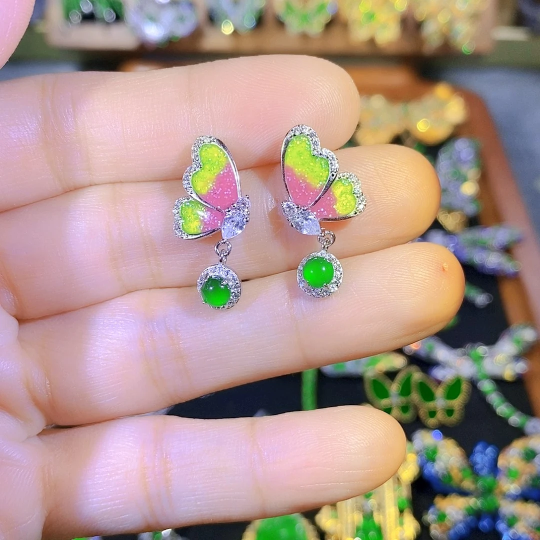 吊坠(不含链)银S925镶嵌翡翠