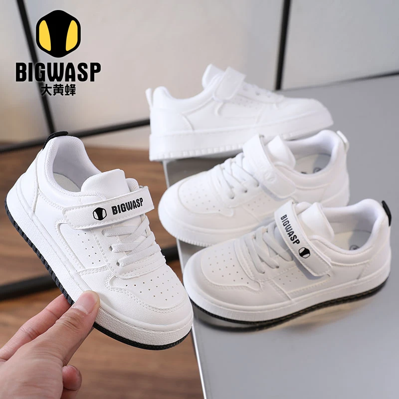 大黄蜂儿童小白鞋2025春秋新款百搭运动休闲鞋男童女童校园童鞋潮