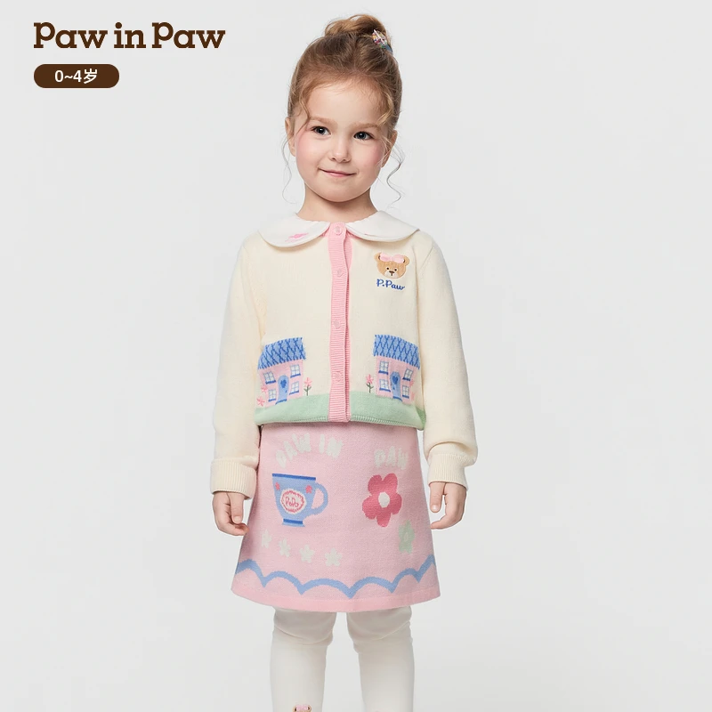 【抗静电】PawinPaw卡通小熊童装25年秋季女宝甜美套装裙PCSKF3881D