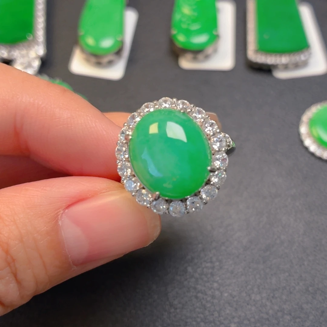 翡翠银S925镶嵌吊坠(不含链)戒指