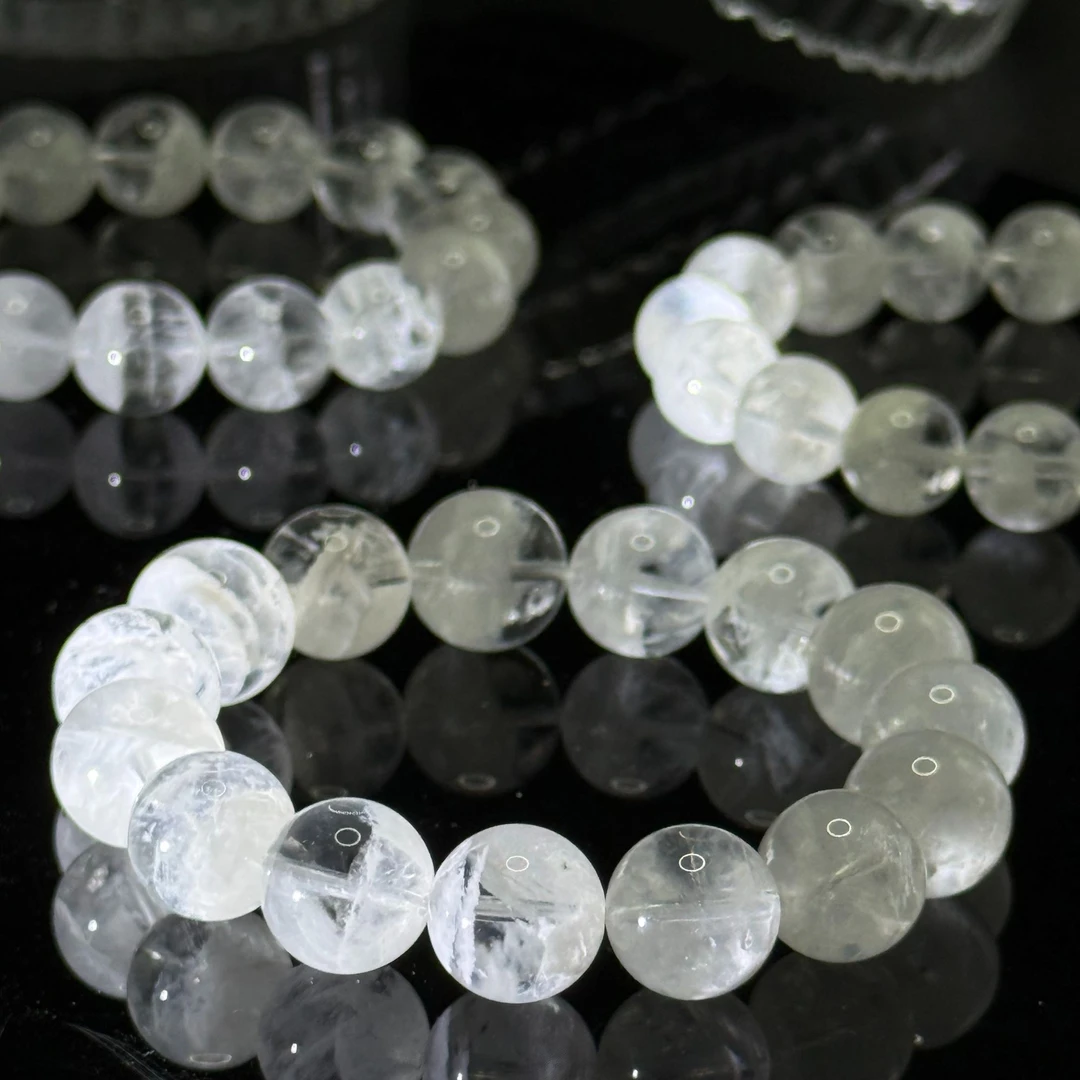 天然毕业级 “冰雪国度”透体雪花幽灵手串 A1210 多样性发其一