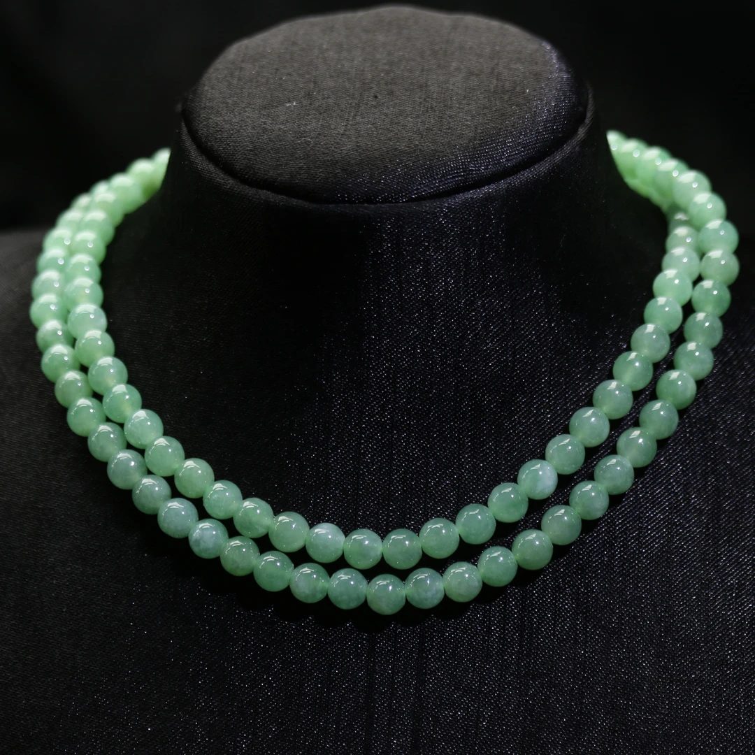 21天然缅甸翡翠A货绿珠链/800909/上海嘉禾拍卖