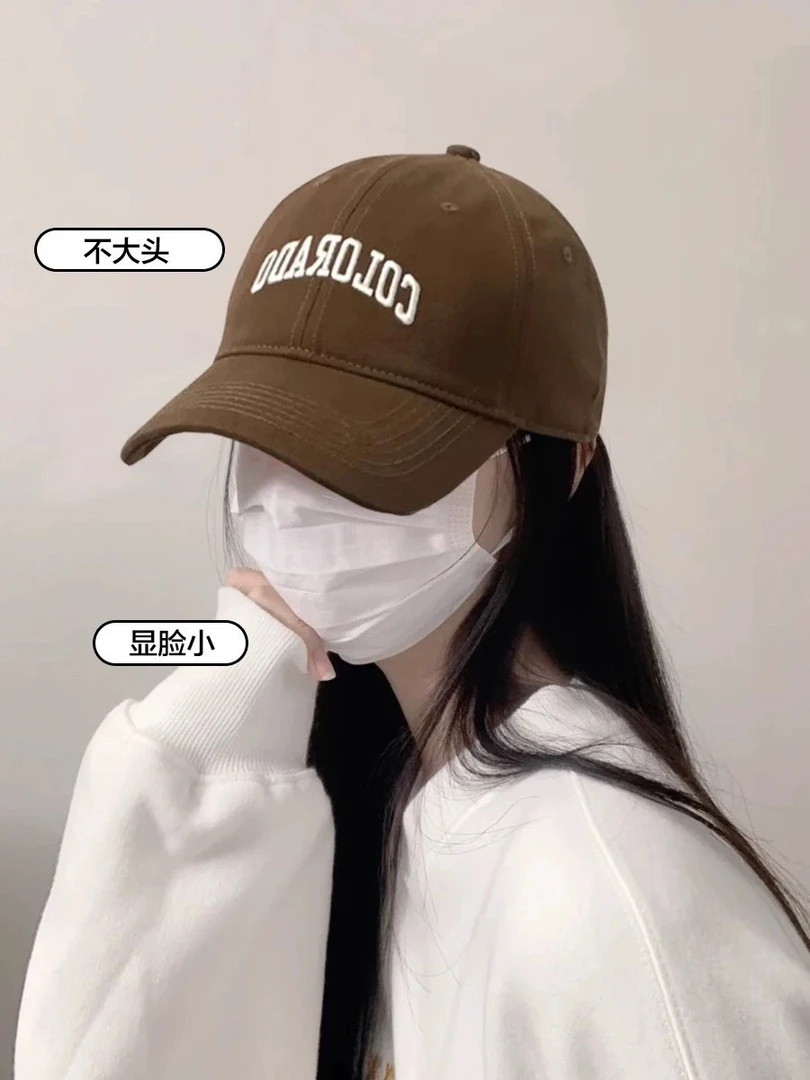 大头围女士秋冬显脸小修饰脸型棒球帽加大宽帽檐纯棉硬顶鸭舌帽子