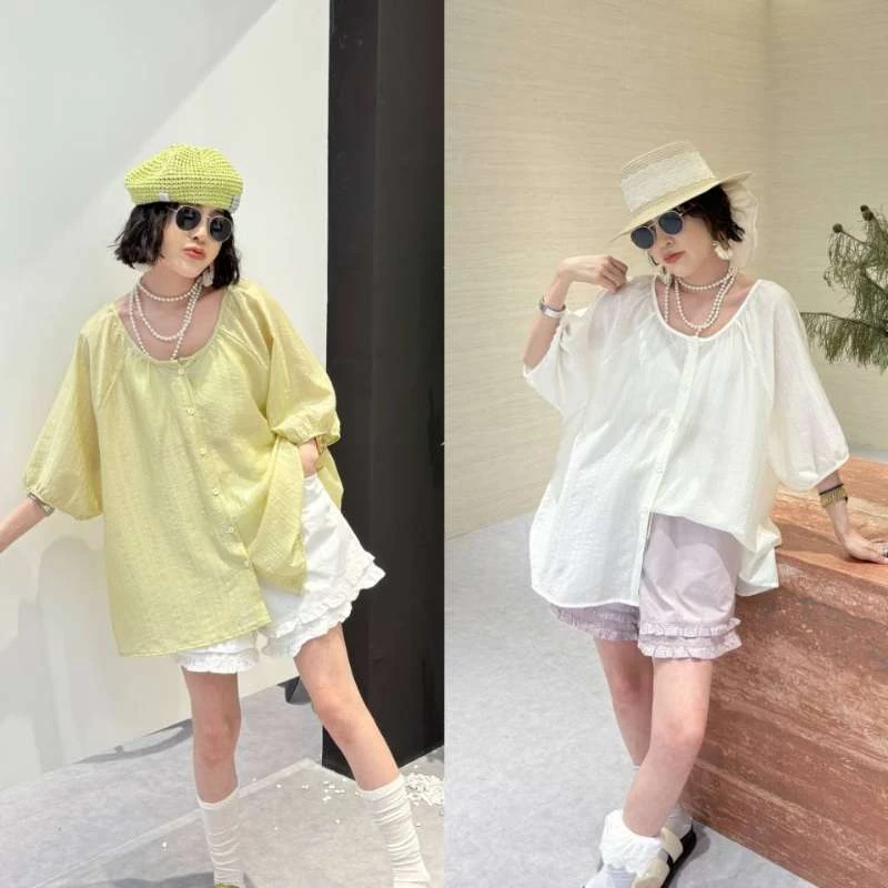 大码孕妇宽松衬衫女2025夏季新款薄款透气百搭外穿哺乳上衣57559