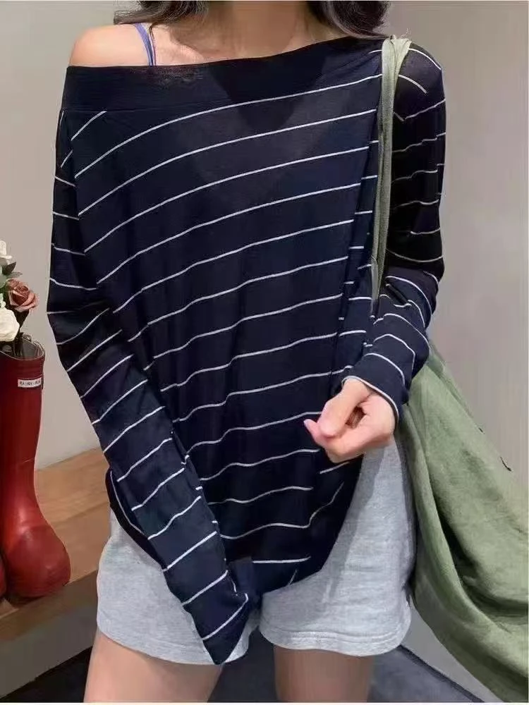 2025仟禧家韩系时尚宽松条纹防晒T恤