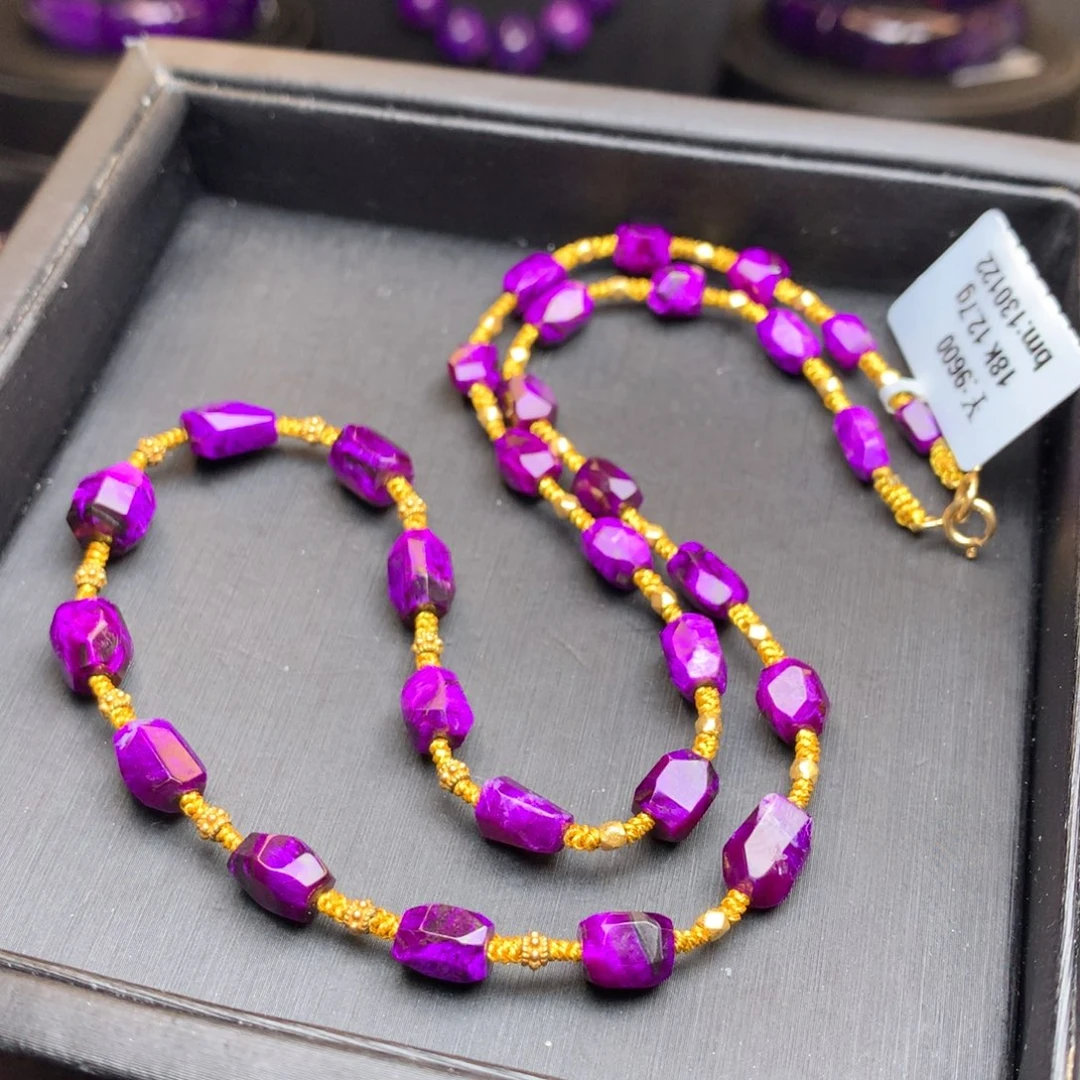 苏纪石（舒俱来）丝绒项链18K金镶嵌