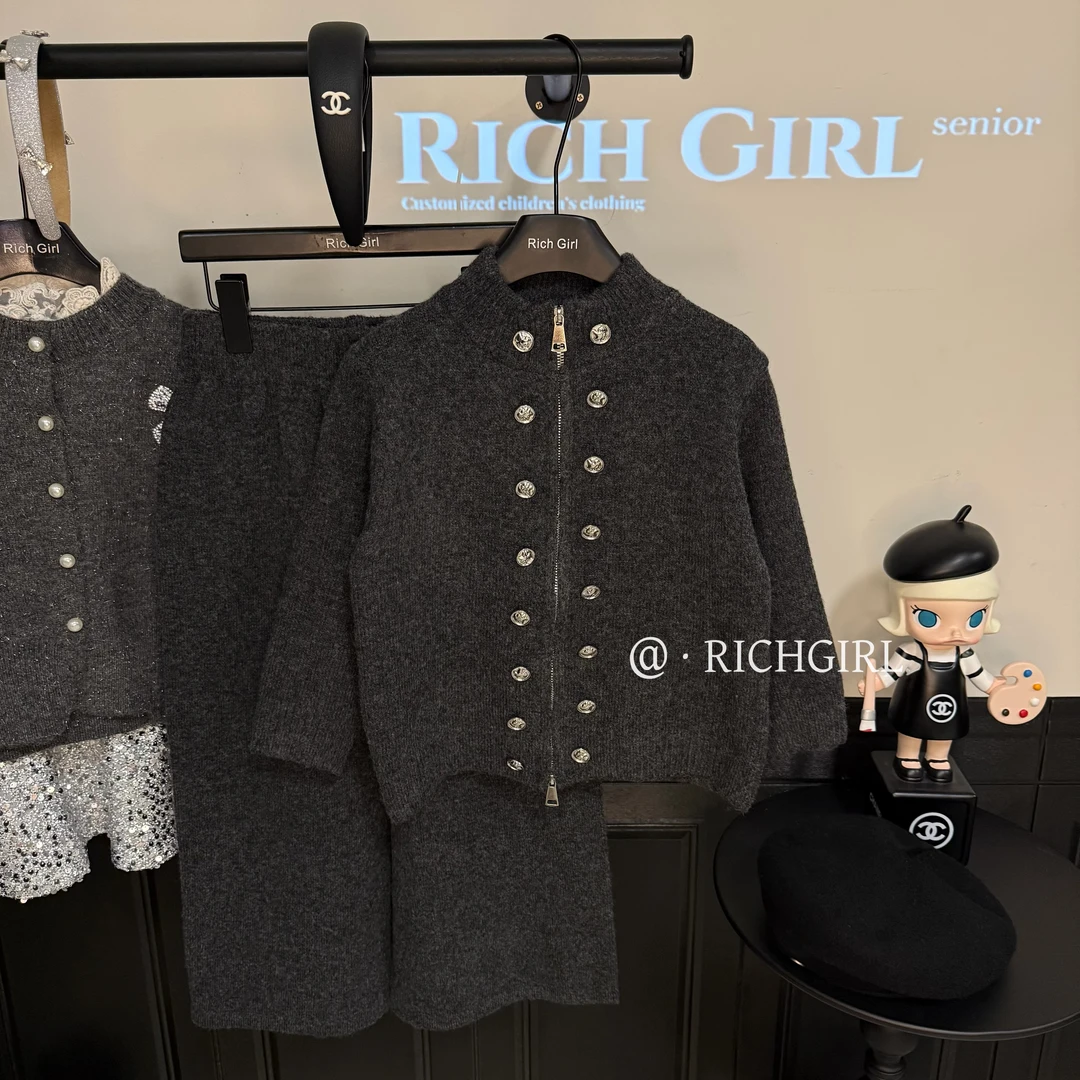 【Richgirl定制】极简风·设计感双排扣毛衣套装