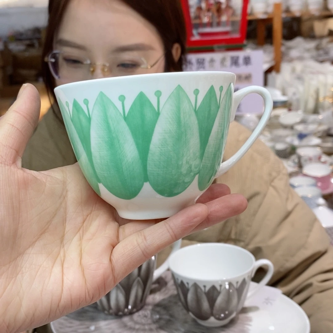 瓷鹅黄小马克杯一个220ml外贸尾单