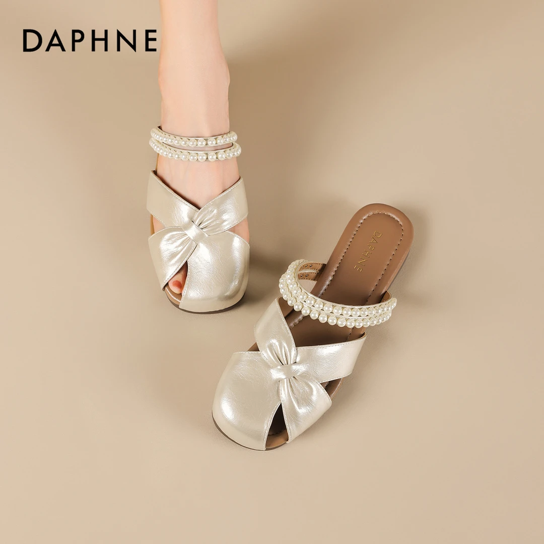 达芙妮法式包头半拖鞋女2025年新款外穿软底轻便一脚蹬沙滩凉拖鞋