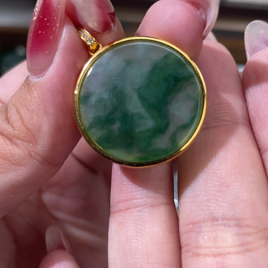 颈饰银S925镶嵌翡翠