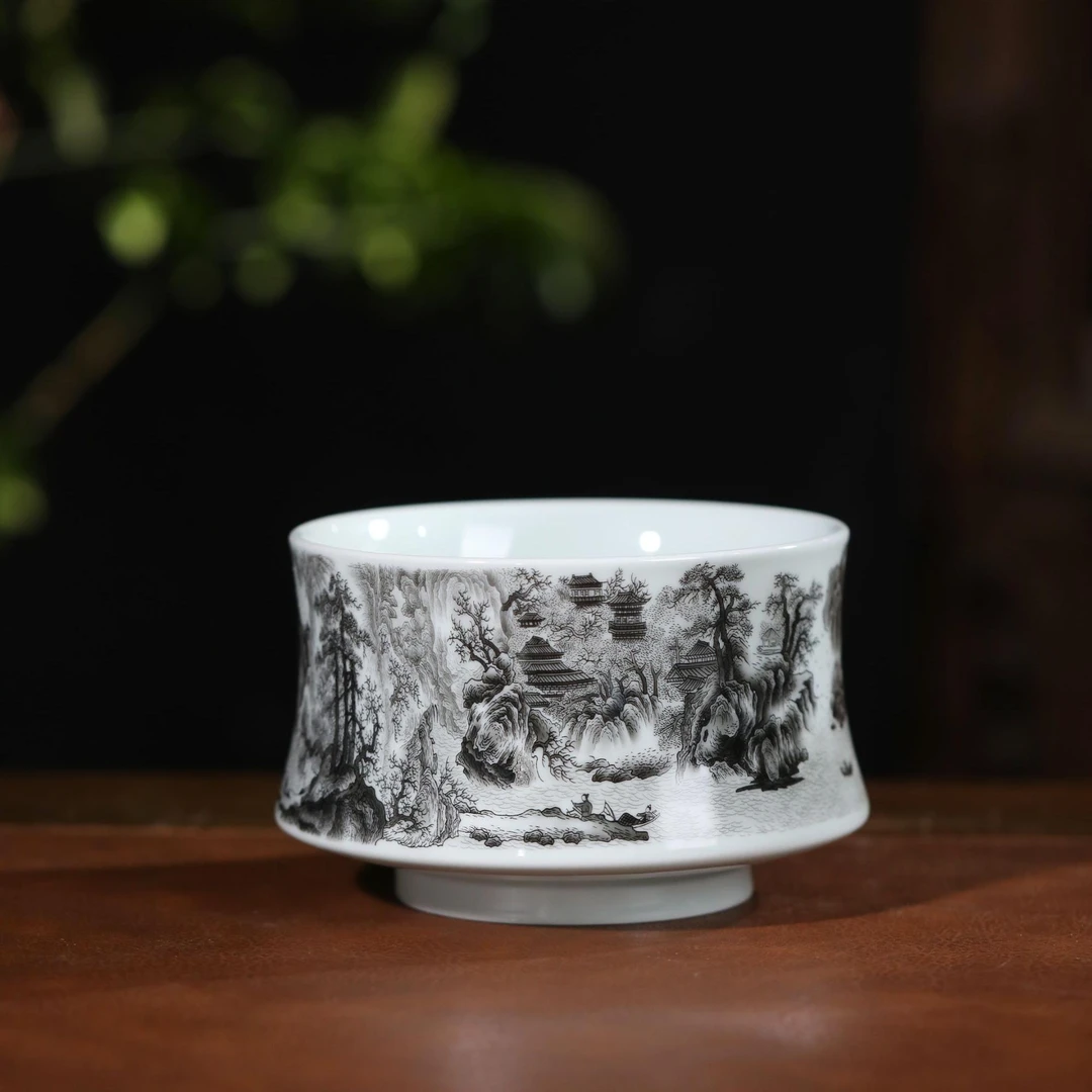 景德镇重工墨彩春山图水洗茶海茶具 直径16 高度10.5
