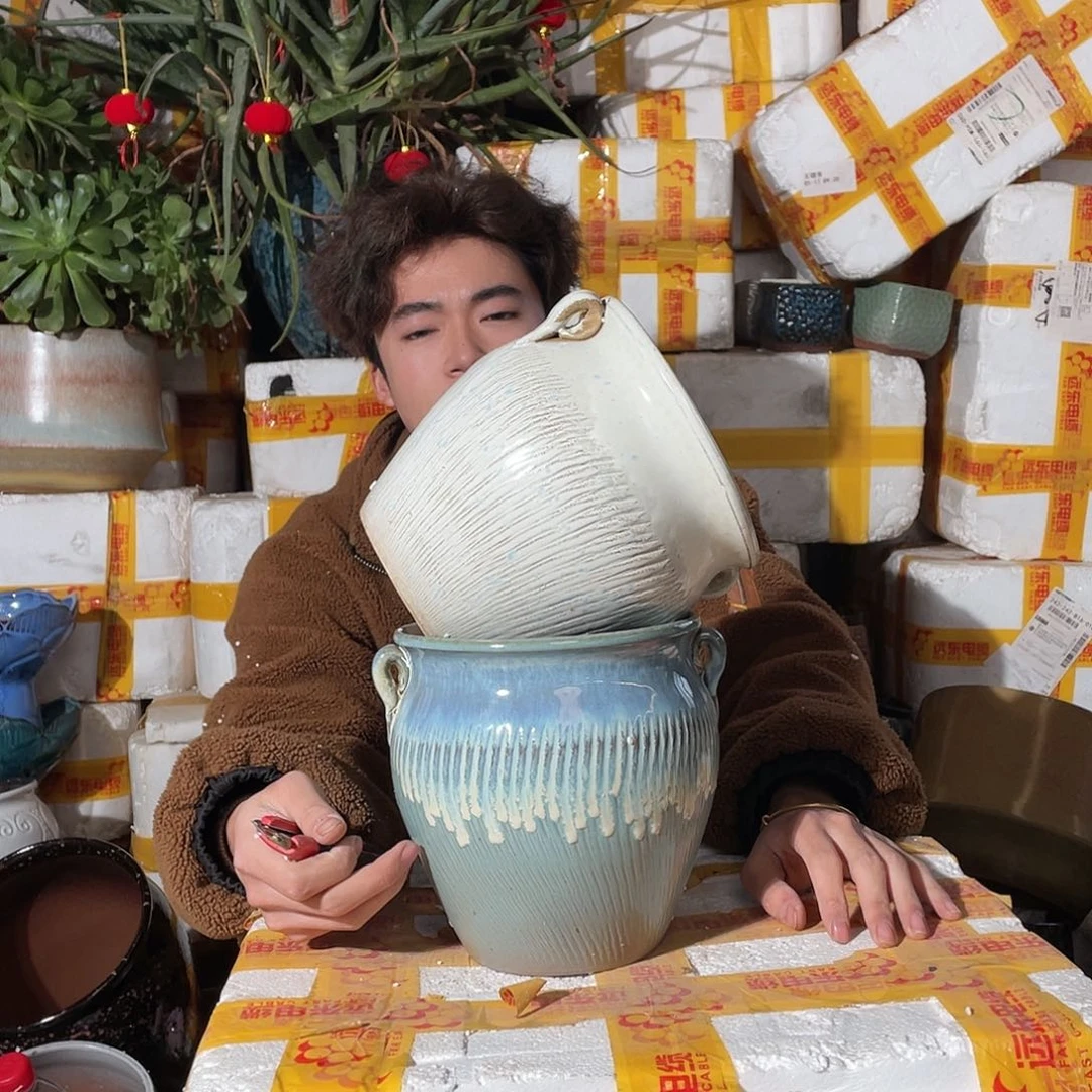 无铅玻璃宜兴紫砂花盆