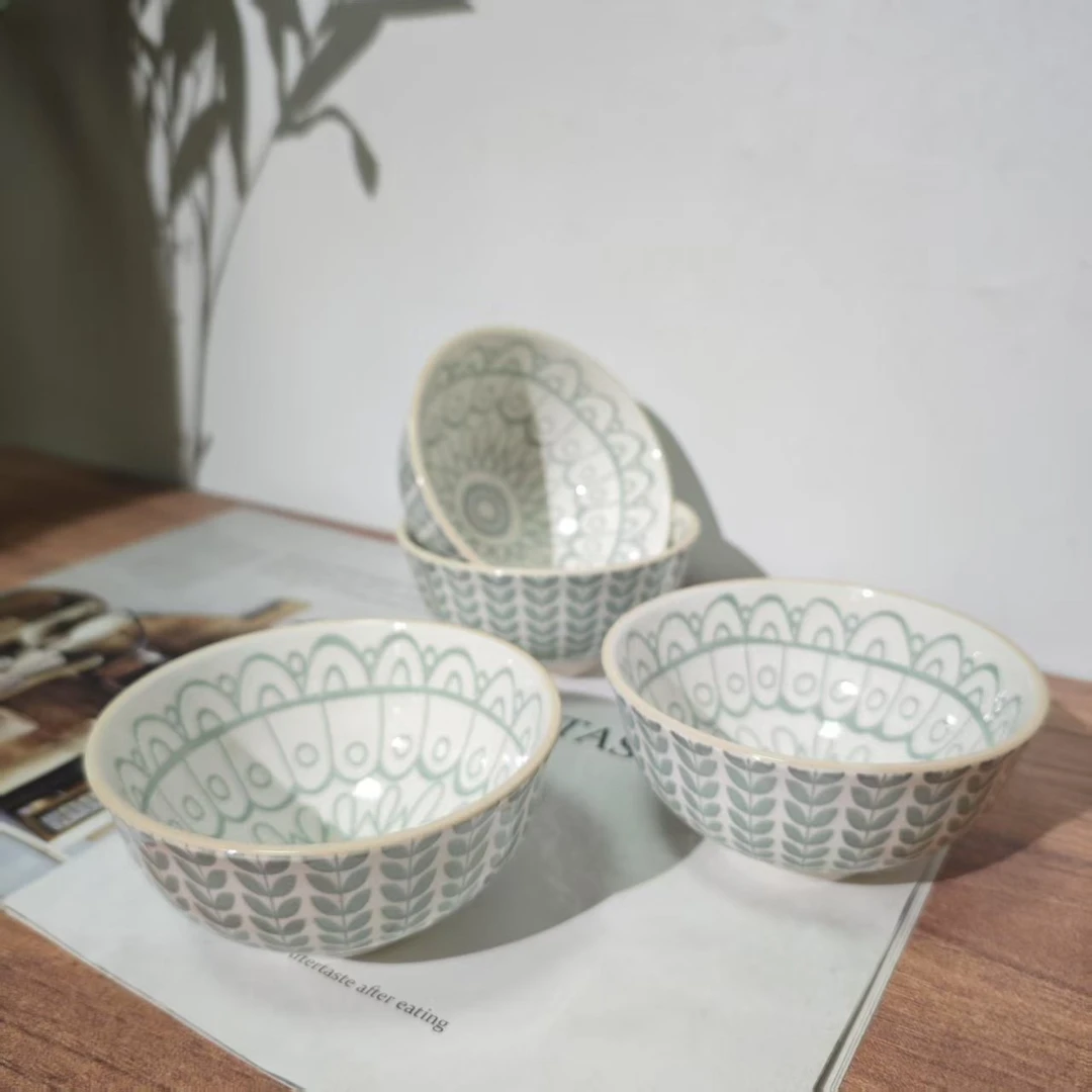 法式陶瓷麦穗纹理米饭碗汤碗